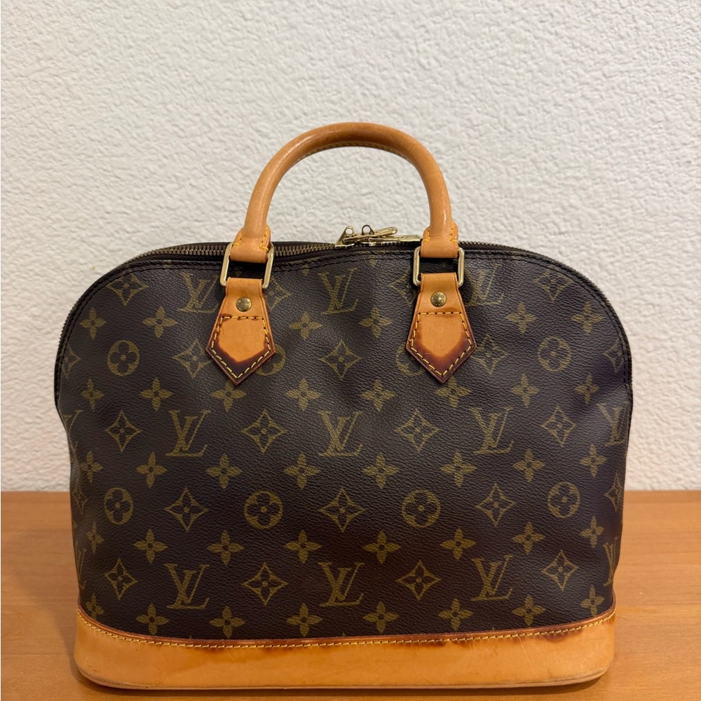 Louis Vuitton Monogram Alma Satchel - Brown with Tan Trim